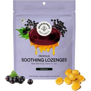 imageBeekeepers Naturals Soothing Honey Cough Drops 3 Flavors PackHoneyGinger Lemon ampamp Elderberry Sore Throat Relief Soothing Lozenges with ZincPropolis ampamp Vitamin D42 CtElderberry Lozenges