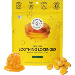 imageBeekeepers Naturals Soothing Honey Cough Drops 3 Flavors PackHoneyGinger Lemon ampamp Elderberry Sore Throat Relief Soothing Lozenges with ZincPropolis ampamp Vitamin D42 CtHoney Lozenges