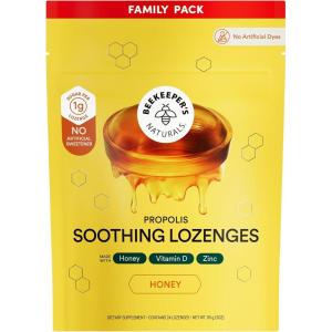 imageBeekeepers Naturals Soothing Honey Cough Drops  Immune Support with Vitamin D Zinc and Propolis Throat Soothing Lozenges 24 Ct