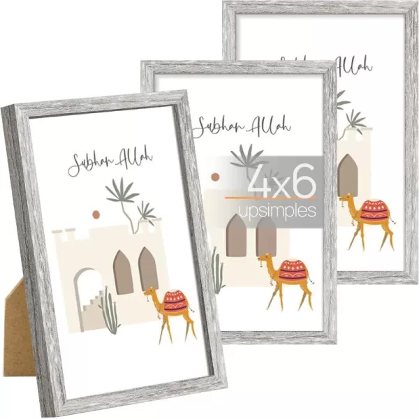 upsimples 8x10 Picture Frame Set of 3 Made of High Definition Glass for 8 x 10 Brown Frames Wall and Tabletop Display Thin Border Photo Frame for Home DcorGrey