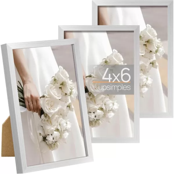 upsimples 8x10 Picture Frame Set of 3 Made of High Definition Glass for 8 x 10 Brown Frames Wall and Tabletop Display Thin Border Photo Frame for Home DcorSilver