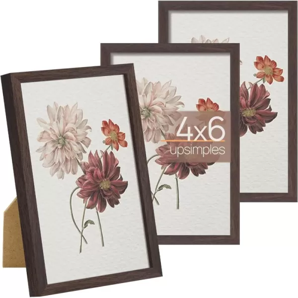 upsimples 8x10 Picture Frame Set of 3 Made of High Definition Glass for 8 x 10 Brown Frames Wall and Tabletop Display Thin Border Photo Frame for Home DcorBrown