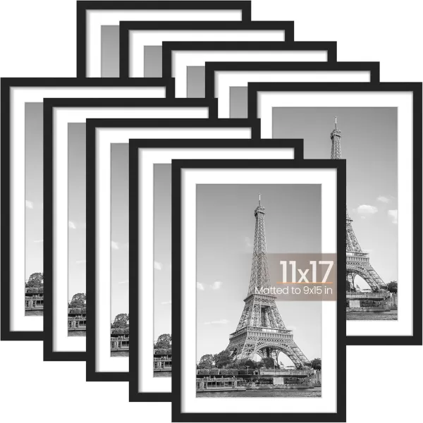 upsimples 4x6 Picture Frame Set of 10 Display Pictures 35x5 with Mat or 4x6 Without Mat Multi Photo Frames Collage for Wall or Tabletop Display BrownBlack