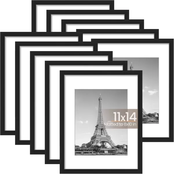 upsimples 4x6 Picture Frame Set of 10 Display Pictures 35x5 with Mat or 4x6 Without Mat Multi Photo Frames Collage for Wall or Tabletop Display BrownBlack