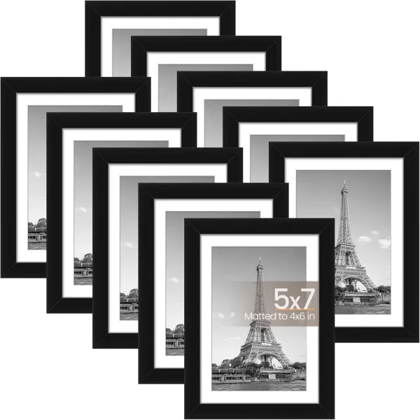 upsimples 4x6 Picture Frame Set of 10 Display Pictures 35x5 with Mat or 4x6 Without Mat Multi Photo Frames Collage for Wall or Tabletop Display BrownBlack