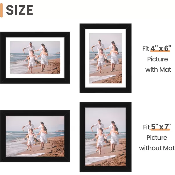 upsimples 4x6 Picture Frame Set of 10 Display Pictures 35x5 with Mat or 4x6 Without Mat Multi Photo Frames Collage for Wall or Tabletop Display BrownBlack