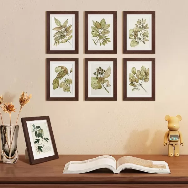 upsimples 4x6 Picture Frame Set of 10 Display Pictures 35x5 with Mat or 4x6 Without Mat Multi Photo Frames Collage for Wall or Tabletop Display BrownBrown