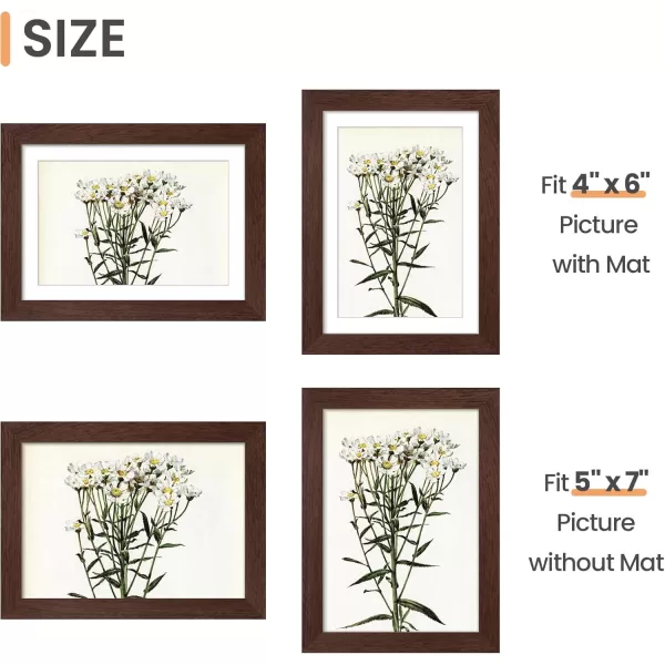 upsimples 4x6 Picture Frame Set of 10 Display Pictures 35x5 with Mat or 4x6 Without Mat Multi Photo Frames Collage for Wall or Tabletop Display BrownBrown