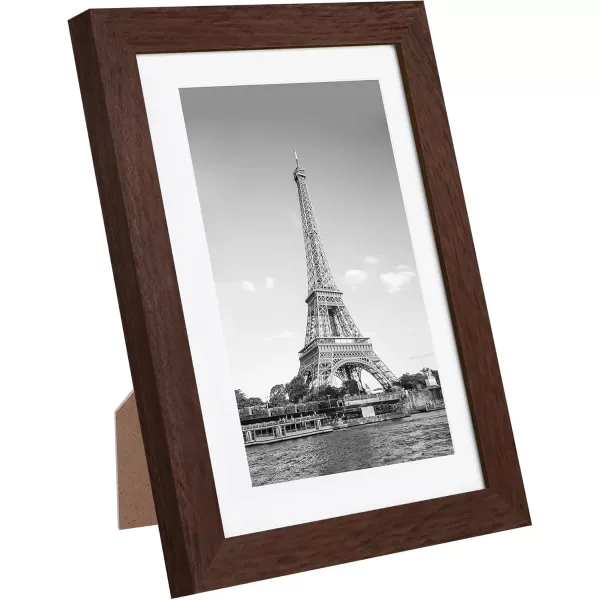 upsimples 4x6 Picture Frame Set of 10 Display Pictures 35x5 with Mat or 4x6 Without Mat Multi Photo Frames Collage for Wall or Tabletop Display BrownBrown