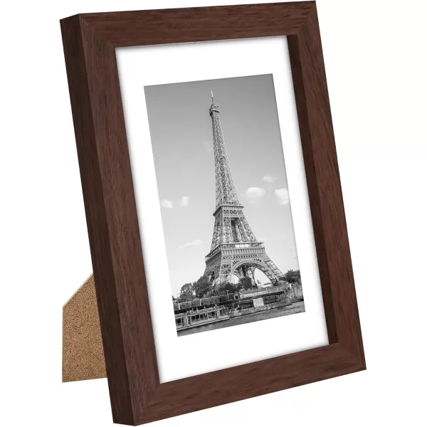 upsimples 4x6 Picture Frame Set of 10 Display Pictures 35x5 with Mat or 4x6 Without Mat Multi Photo Frames Collage for Wall or Tabletop Display BrownBrown