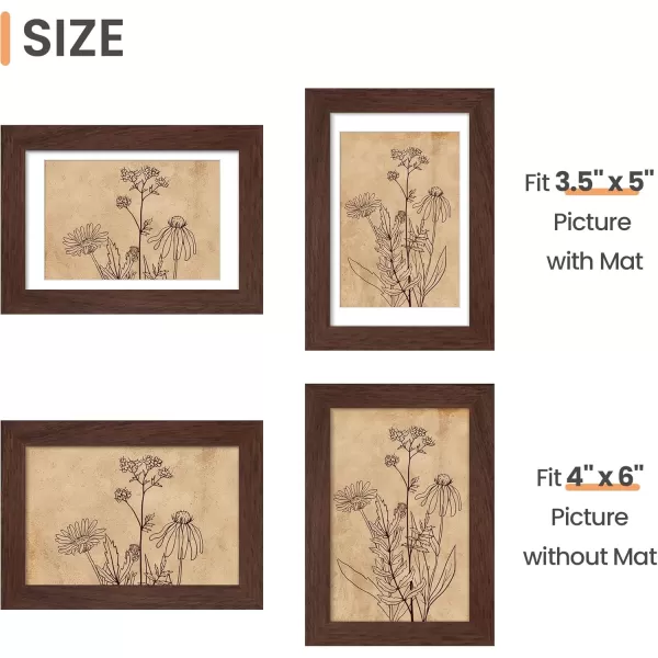 upsimples 4x6 Picture Frame Set of 10 Display Pictures 35x5 with Mat or 4x6 Without Mat Multi Photo Frames Collage for Wall or Tabletop Display BrownBrown