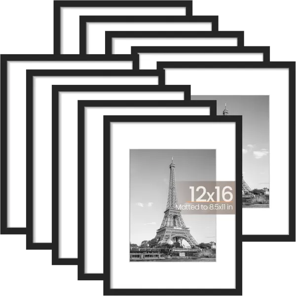 upsimples 4x6 Picture Frame Set of 10 Display Pictures 35x5 with Mat or 4x6 Without Mat Multi Photo Frames Collage for Wall or Tabletop Display BrownBlack