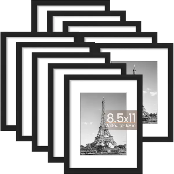 upsimples 4x6 Picture Frame Set of 10 Display Pictures 35x5 with Mat or 4x6 Without Mat Multi Photo Frames Collage for Wall or Tabletop Display BrownBlack