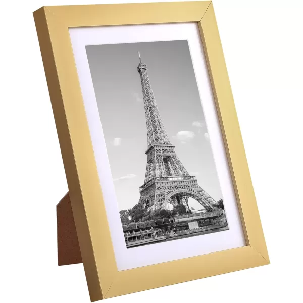 upsimples 4x6 Picture Frame Set of 10 Display Pictures 35x5 with Mat or 4x6 Without Mat Multi Photo Frames Collage for Wall or Tabletop Display BrownGold