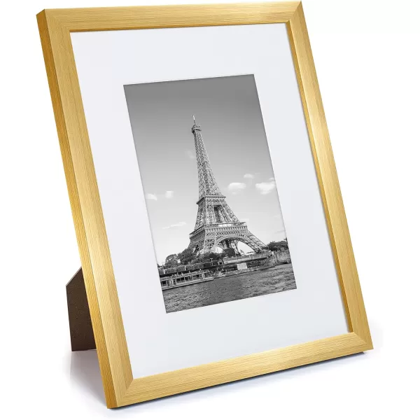 upsimples 4x6 Picture Frame Set of 10 Display Pictures 35x5 with Mat or 4x6 Without Mat Multi Photo Frames Collage for Wall or Tabletop Display BrownGold