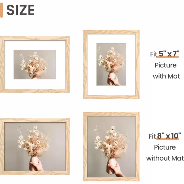 upsimples 4x6 Picture Frame Set of 10 Display Pictures 35x5 with Mat or 4x6 Without Mat Multi Photo Frames Collage for Wall or Tabletop Display BrownNatural