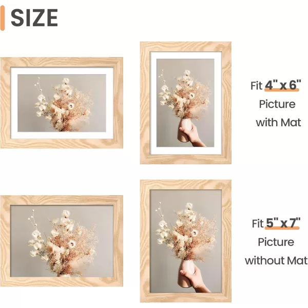 upsimples 4x6 Picture Frame Set of 10 Display Pictures 35x5 with Mat or 4x6 Without Mat Multi Photo Frames Collage for Wall or Tabletop Display BrownNatural