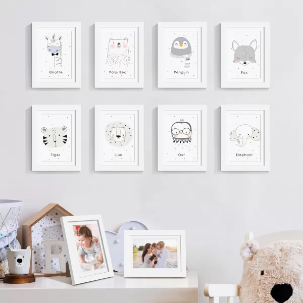 upsimples 4x6 Picture Frame Set of 10 Display Pictures 35x5 with Mat or 4x6 Without Mat Multi Photo Frames Collage for Wall or Tabletop Display BrownWhite