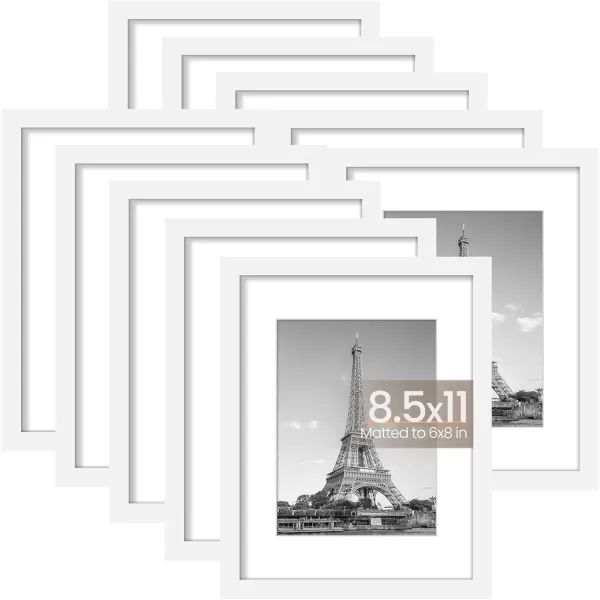 upsimples 4x6 Picture Frame Set of 10 Display Pictures 35x5 with Mat or 4x6 Without Mat Multi Photo Frames Collage for Wall or Tabletop Display BrownWhite