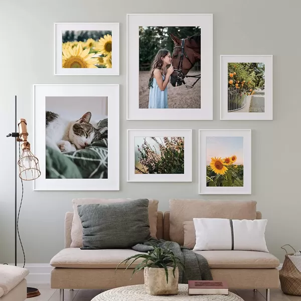 upsimples 4x6 Picture Frame Set of 10 Display Pictures 35x5 with Mat or 4x6 Without Mat Multi Photo Frames Collage for Wall or Tabletop Display BrownWhite