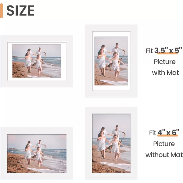 upsimples 4x6 Picture Frame Set of 10 Display Pictures 35x5 with Mat or 4x6 Without Mat Multi Photo Frames Collage for Wall or Tabletop Display BrownWhite