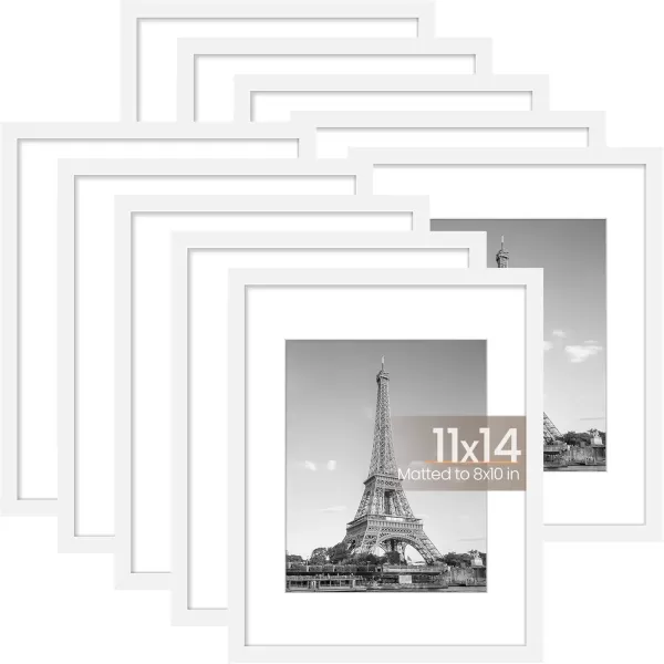 upsimples 4x6 Picture Frame Set of 10 Display Pictures 35x5 with Mat or 4x6 Without Mat Multi Photo Frames Collage for Wall or Tabletop Display BrownWhite