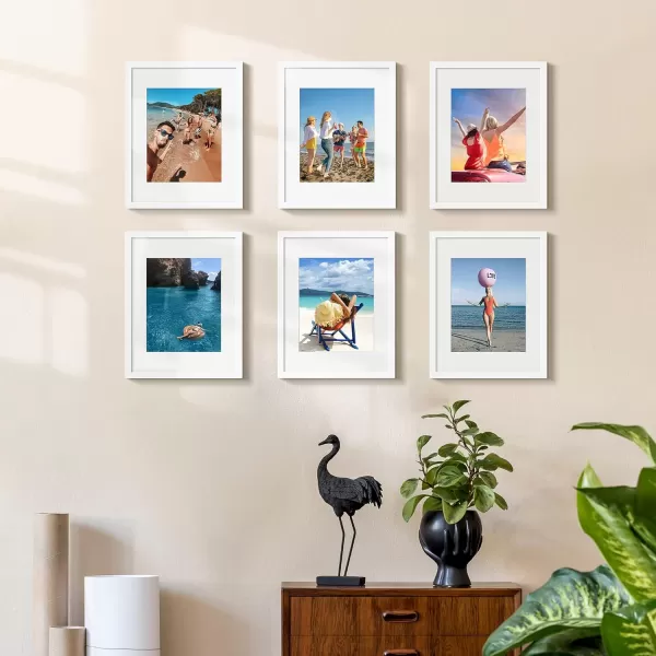 upsimples 4x6 Picture Frame Set of 10 Display Pictures 35x5 with Mat or 4x6 Without Mat Multi Photo Frames Collage for Wall or Tabletop Display BrownWhite