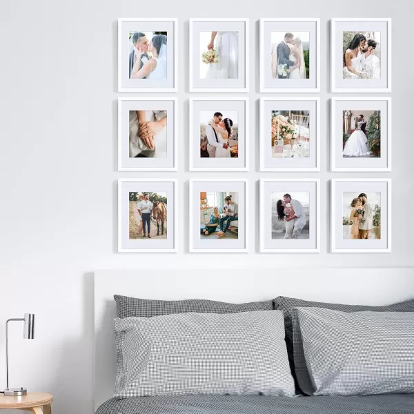 upsimples 4x6 Picture Frame Set of 10 Display Pictures 35x5 with Mat or 4x6 Without Mat Multi Photo Frames Collage for Wall or Tabletop Display BrownWhite