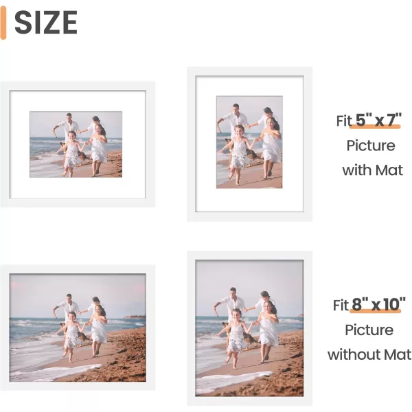 upsimples 4x6 Picture Frame Set of 10 Display Pictures 35x5 with Mat or 4x6 Without Mat Multi Photo Frames Collage for Wall or Tabletop Display BrownWhite