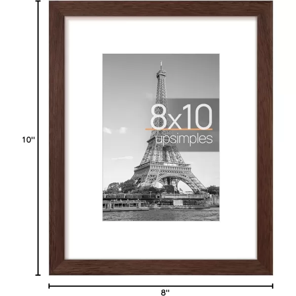 upsimples 8x10 Picture Frame Display Pictures 5x7 with Mat or 8x10 Without Mat Wall Hanging Photo Frame Red 1 PackBrown