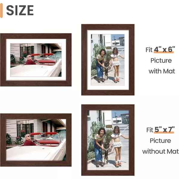 upsimples 8x10 Picture Frame Display Pictures 5x7 with Mat or 8x10 Without Mat Wall Hanging Photo Frame Red 1 PackBrown