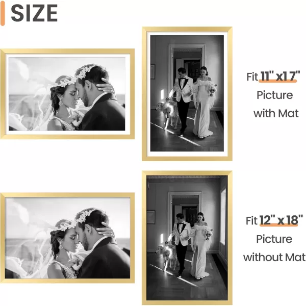 upsimples 8x10 Picture Frame Display Pictures 5x7 with Mat or 8x10 Without Mat Wall Hanging Photo Frame Red 1 PackGold