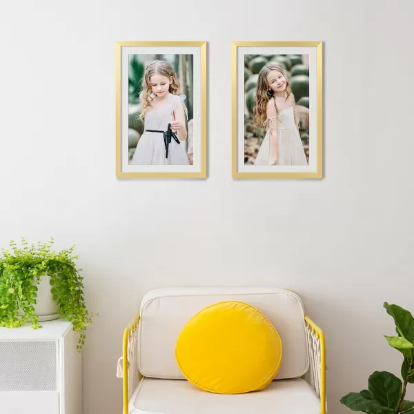 upsimples 8x10 Picture Frame Display Pictures 5x7 with Mat or 8x10 Without Mat Wall Hanging Photo Frame Red 1 PackGold