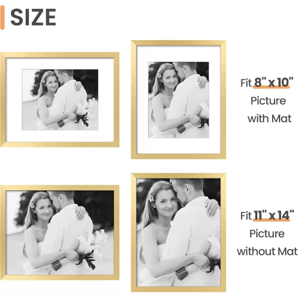 upsimples 8x10 Picture Frame Display Pictures 5x7 with Mat or 8x10 Without Mat Wall Hanging Photo Frame Red 1 PackGold