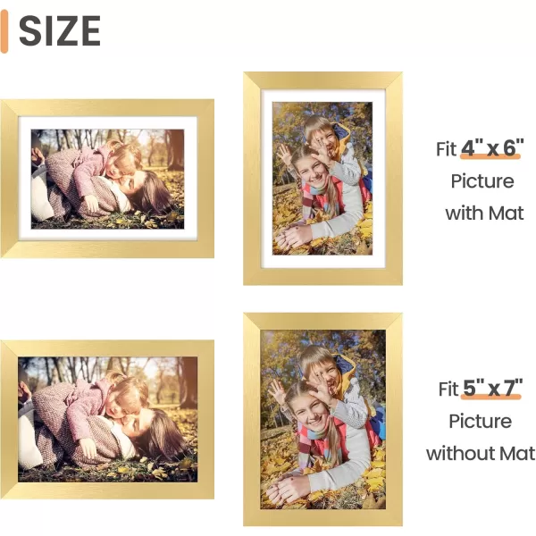upsimples 8x10 Picture Frame Display Pictures 5x7 with Mat or 8x10 Without Mat Wall Hanging Photo Frame Red 1 PackGold