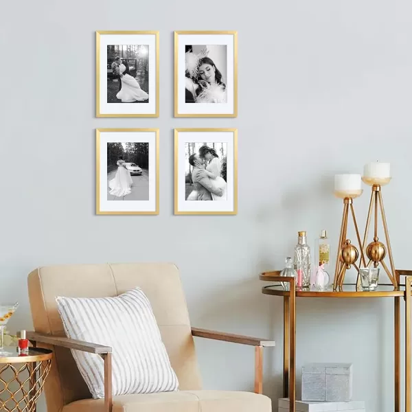 upsimples 8x10 Picture Frame Display Pictures 5x7 with Mat or 8x10 Without Mat Wall Hanging Photo Frame Red 1 PackGold