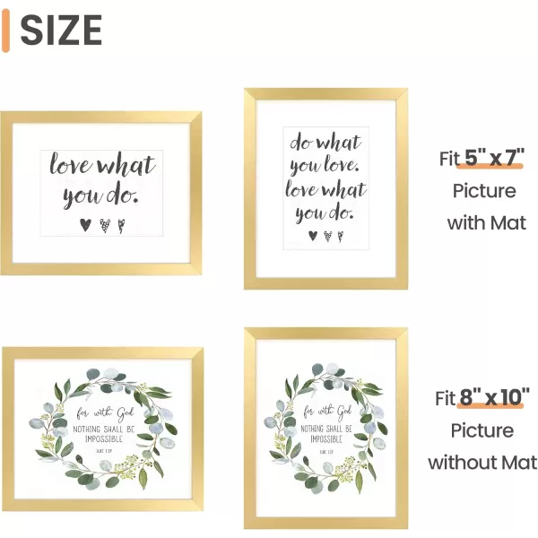 upsimples 8x10 Picture Frame Display Pictures 5x7 with Mat or 8x10 Without Mat Wall Hanging Photo Frame Red 1 PackGold