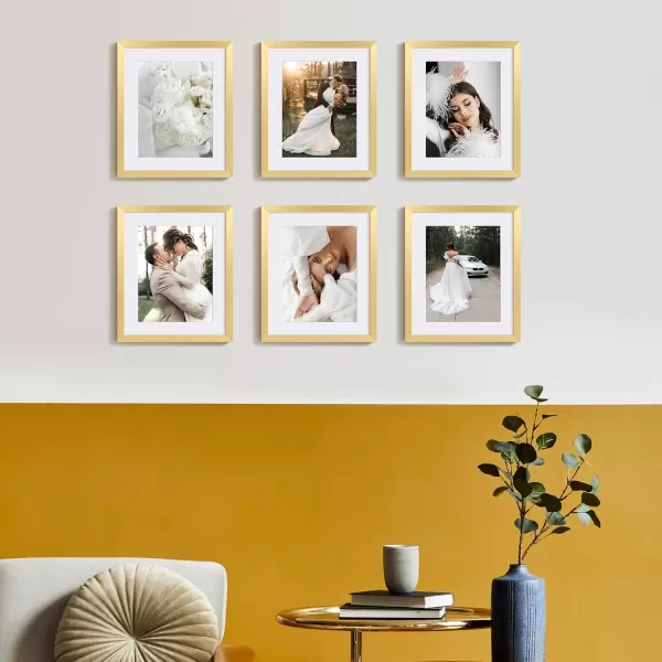 upsimples 8x10 Picture Frame Display Pictures 5x7 with Mat or 8x10 Without Mat Wall Hanging Photo Frame Red 1 PackGold