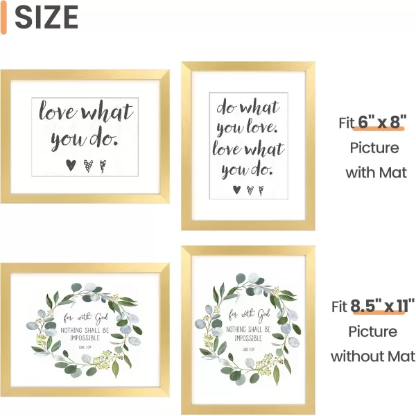 upsimples 8x10 Picture Frame Display Pictures 5x7 with Mat or 8x10 Without Mat Wall Hanging Photo Frame Red 1 PackGold