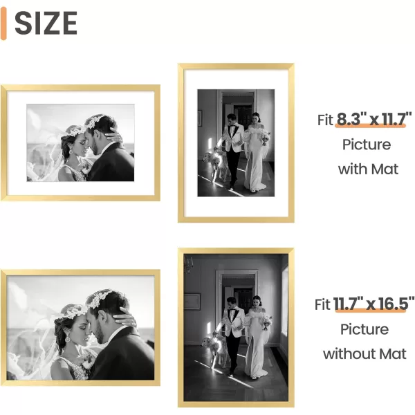upsimples 8x10 Picture Frame Display Pictures 5x7 with Mat or 8x10 Without Mat Wall Hanging Photo Frame Red 1 PackGold