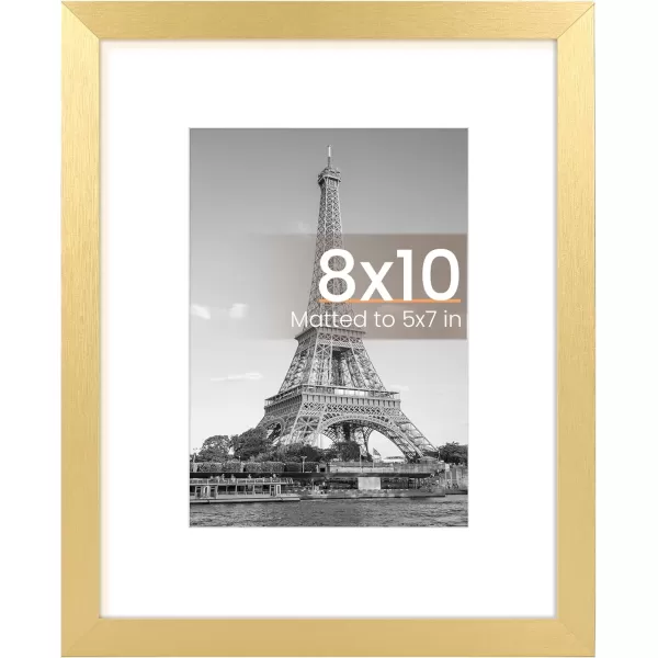 upsimples 8x10 Picture Frame Display Pictures 5x7 with Mat or 8x10 Without Mat Wall Hanging Photo Frame Red 1 PackGold