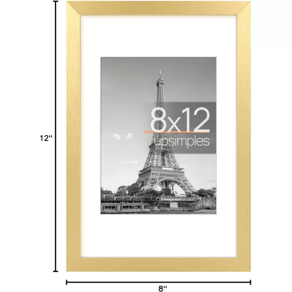 upsimples 8x10 Picture Frame Display Pictures 5x7 with Mat or 8x10 Without Mat Wall Hanging Photo Frame Red 1 PackGold