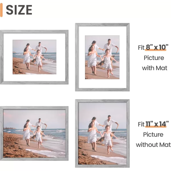 upsimples 8x10 Picture Frame Display Pictures 5x7 with Mat or 8x10 Without Mat Wall Hanging Photo Frame Red 1 PackGray