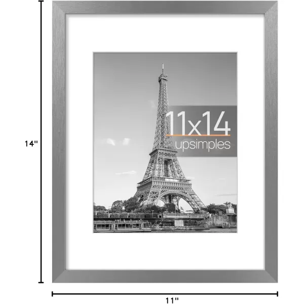 upsimples 8x10 Picture Frame Display Pictures 5x7 with Mat or 8x10 Without Mat Wall Hanging Photo Frame Red 1 PackMetallic Gray