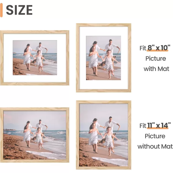 upsimples 8x10 Picture Frame Display Pictures 5x7 with Mat or 8x10 Without Mat Wall Hanging Photo Frame Red 1 PackNatural