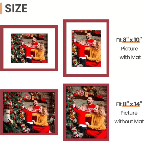 upsimples 8x10 Picture Frame Display Pictures 5x7 with Mat or 8x10 Without Mat Wall Hanging Photo Frame Red 1 PackRed