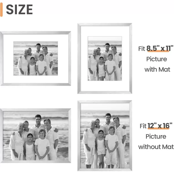 upsimples 8x10 Picture Frame Display Pictures 5x7 with Mat or 8x10 Without Mat Wall Hanging Photo Frame Red 1 PackSilver