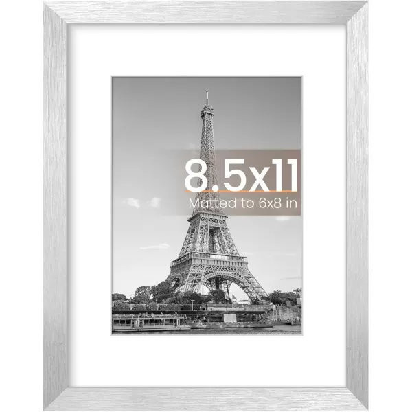 upsimples 8x10 Picture Frame Display Pictures 5x7 with Mat or 8x10 Without Mat Wall Hanging Photo Frame Red 1 PackSilver