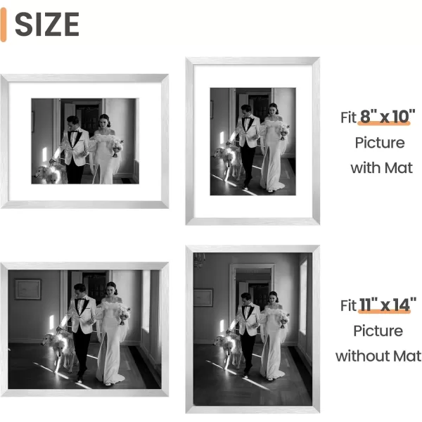 upsimples 8x10 Picture Frame Display Pictures 5x7 with Mat or 8x10 Without Mat Wall Hanging Photo Frame Red 1 PackSilver