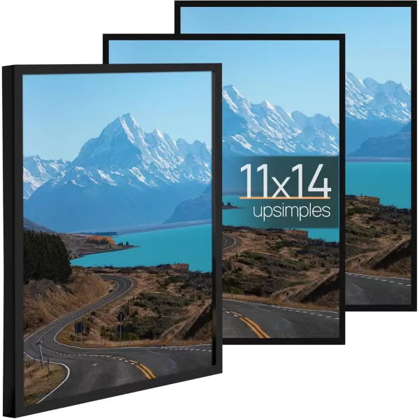 upsimples 8x10 Picture Frame Set of 3 Made of High Definition Glass for 8 x 10 Brown Frames Wall and Tabletop Display Thin Border Photo Frame for Home DcorBlack